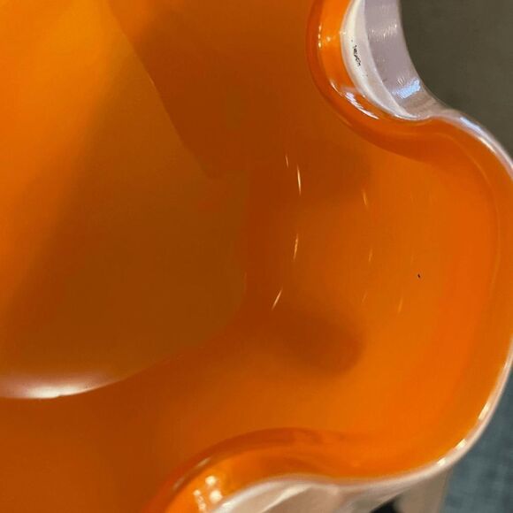 1950s Mid-Century Modern Orange Murano Art Glass Bowl - Picture 7 of 10